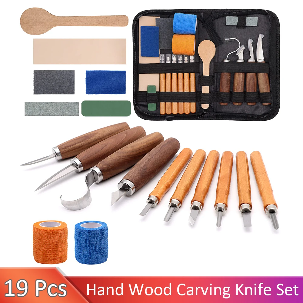 

VIBRATITE 19 PCS Hand Wood Carving Knife Wood Spoon Carving Blanks Wood Whittling Kit for Beginners Kids Adults Woodworking DIY