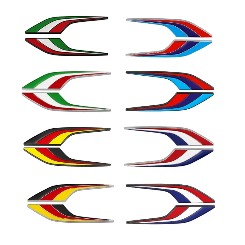 

2PCS 3D Creative Metal New Car Leaf Plate Symmetrical German Italian French Color Tail Label Decorative Sticker Car Accessories