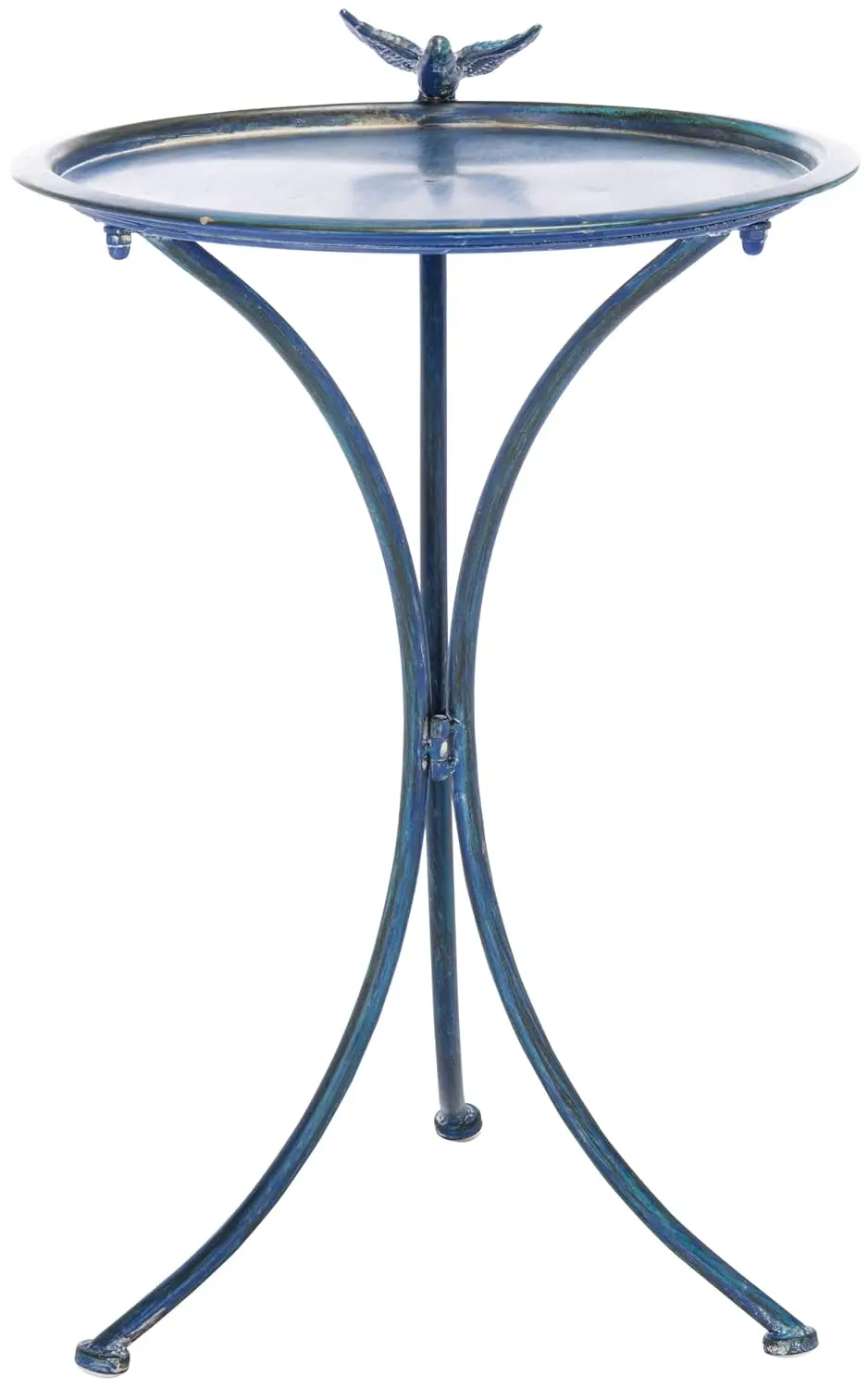 Outdoor Collection Kensi Antique Blue Iron Garden Patio Backyard Charming Bird Bath, Customized
