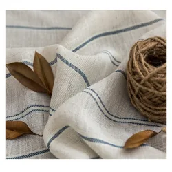 French style linen cotton curtain blue striped curtain for bedroom living room balcony book children's room custom curtain yarn