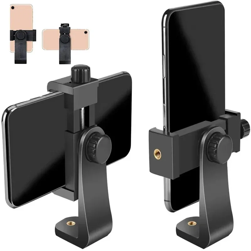 Soporte de trípode con rotación de 360 grados, soporte de Clip para teléfono móvil Universal con orificio roscado de 1/4 negro para Huawei y Samsung