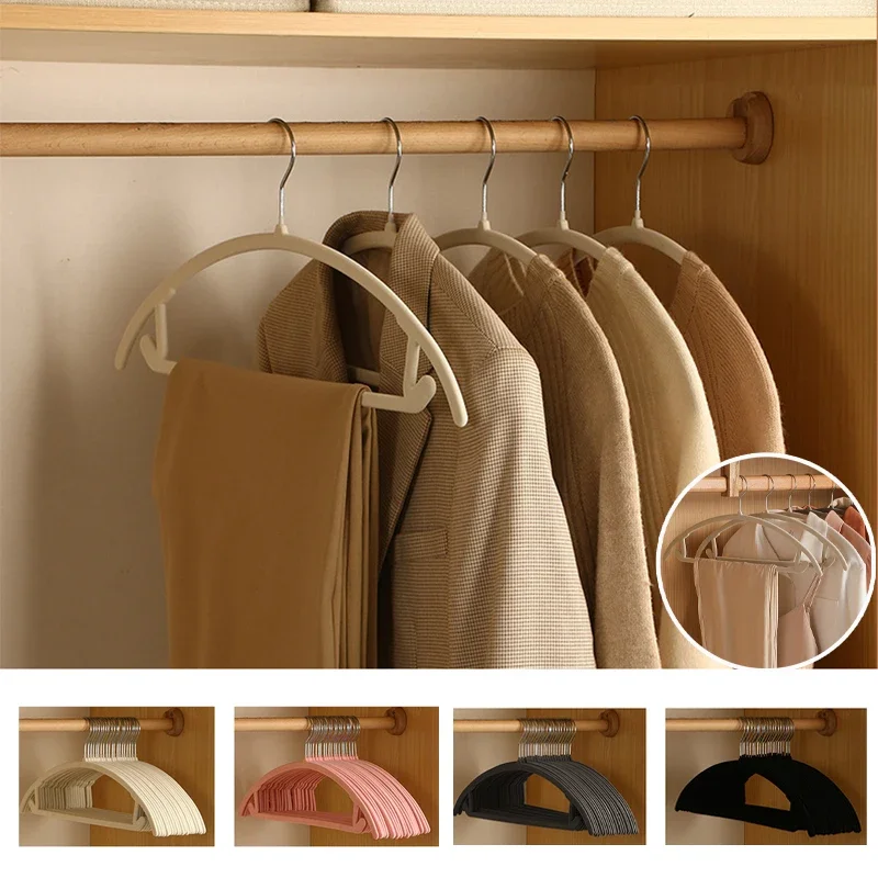 10PCS Premium Velvet Hangers,Non Slip No Shoulder Bump Suit Hanger with Hooks,Space Saving Rounded Rack for Sweater Jackets Bra