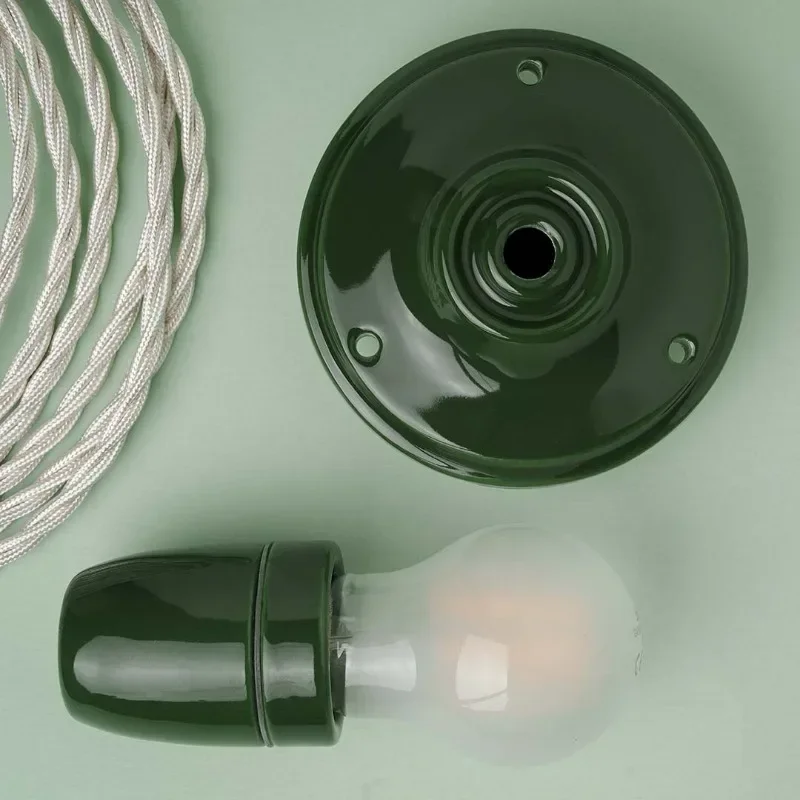 Portalampada rotondo in ceramica fai-da-te con piastra da soffitto in porcellana rosa E27 Portalampada di ricambio per parete a soffitto