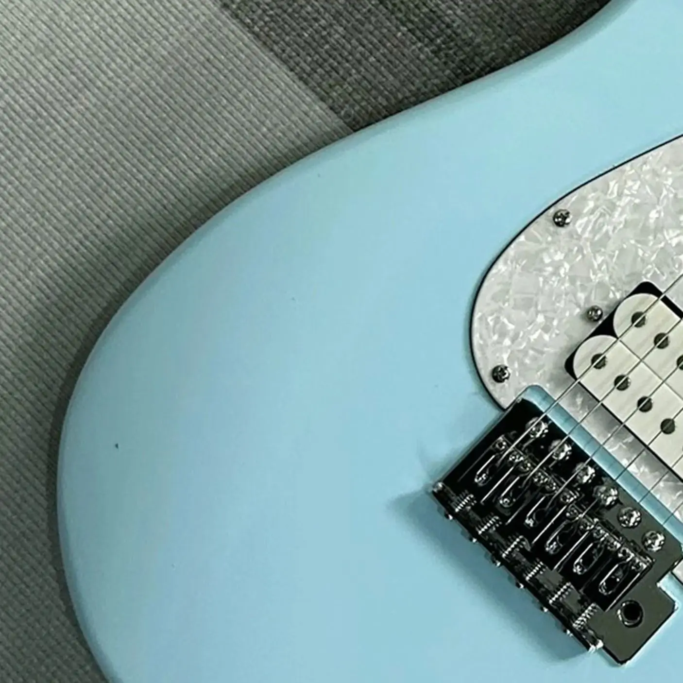 High Quality Sky Blue Strat Electric Guitar STa Version ,White Pearls Pickguard,SSH Pickup Custom Shop