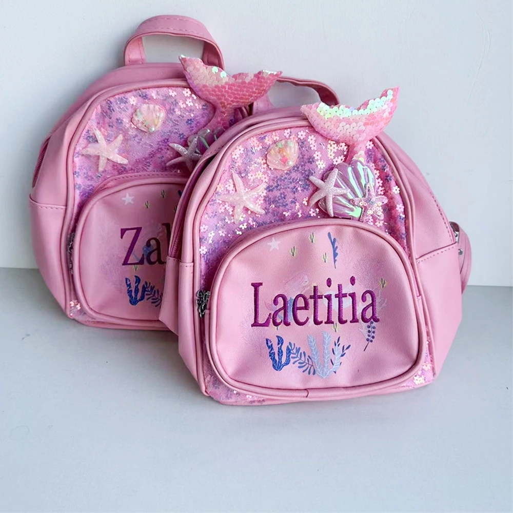 

Cute Little Princess Backpack Personalized Girls' Sequin Small Backpack Custom Name Children's Kindergarten Mermaid Schoolbag