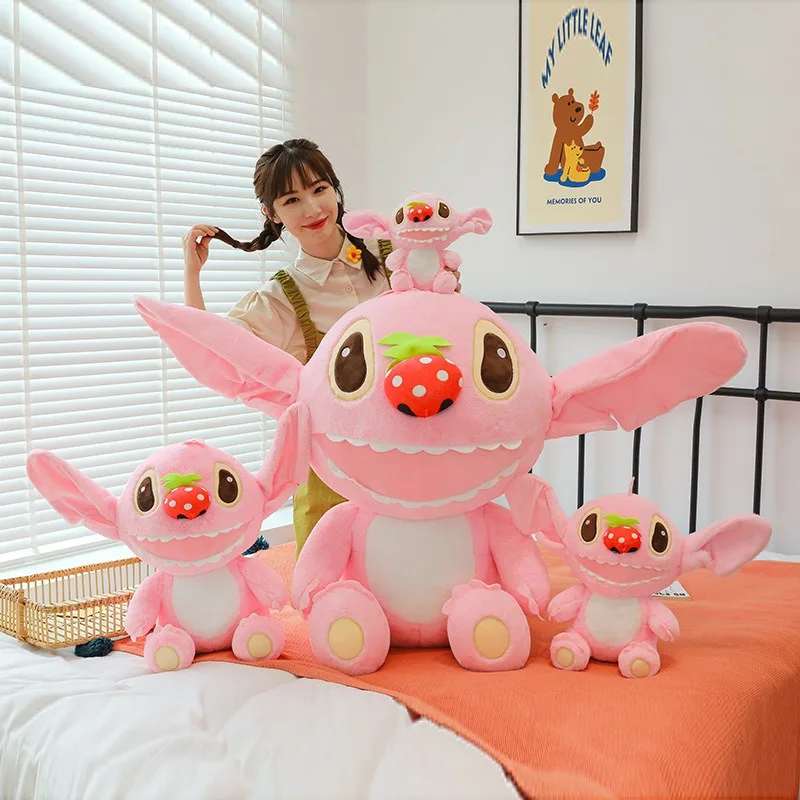 83cm Super Big Size Stitch Anime Plush Stuffed Doll Cartoon Character Image Cute Pink Strawberry Room Decoration Pillow Gift