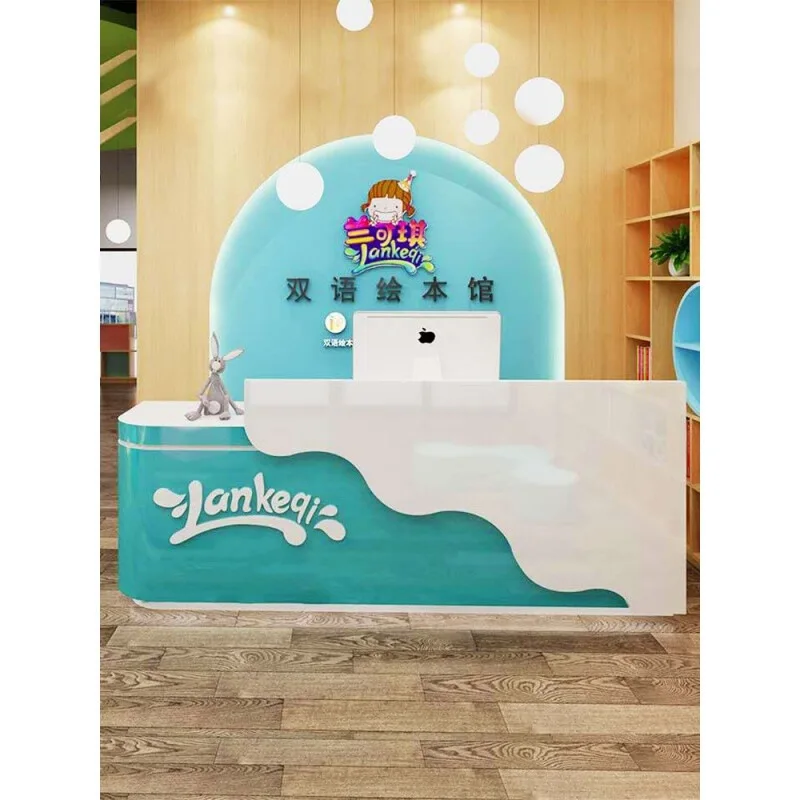 Kindergarten early education front desk reception baking paint front desk education and training center consultation reception d
