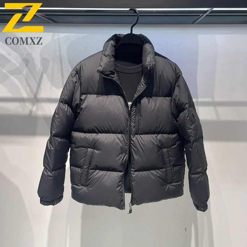 COMXZ Men Down Jacket Warm Soft Stand Collar Skiing Trip Casual Snowy Street Padded Jacket Urban Cold Resistant Winter Jackets