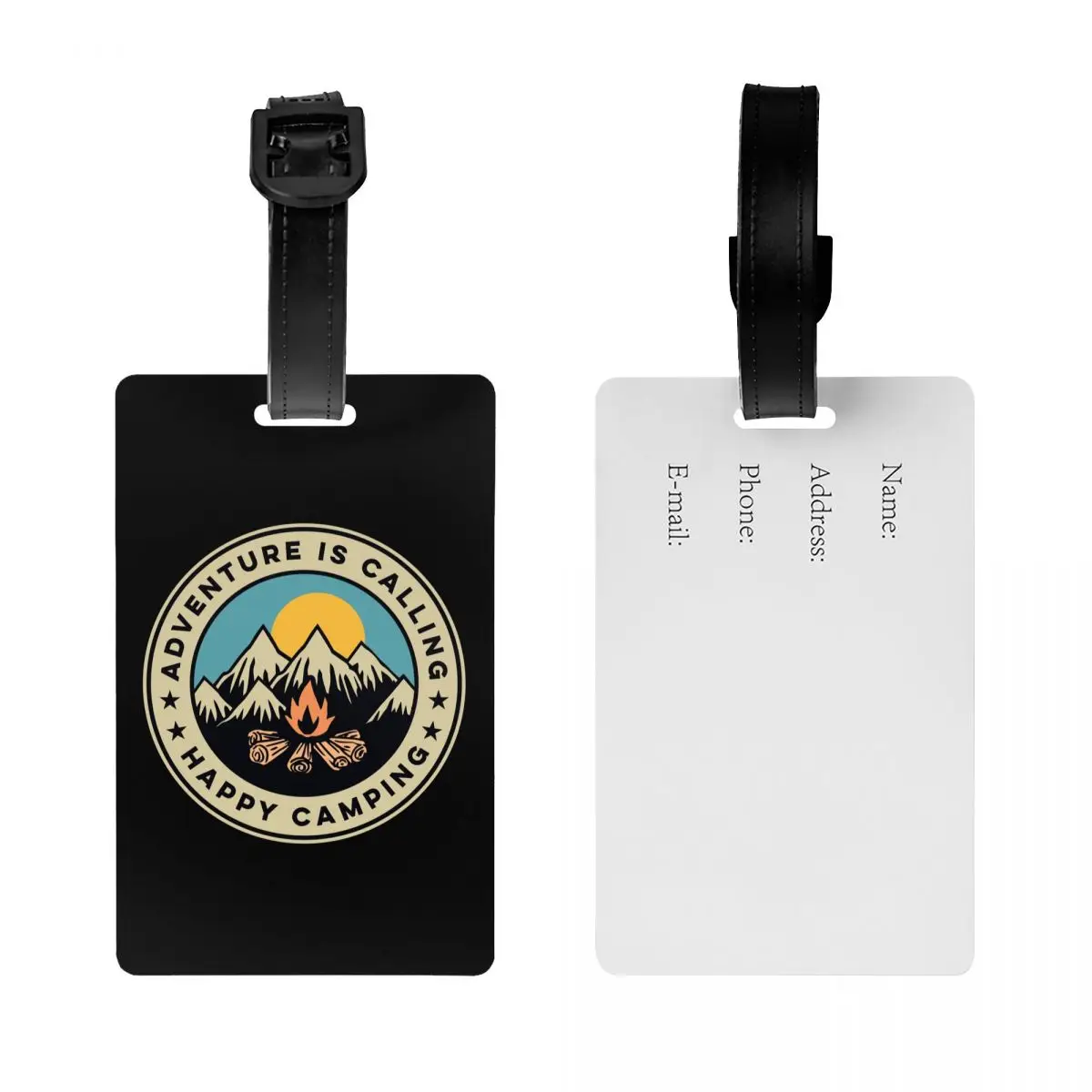 Custom Happy Camping Adventure Campers Luggage Tag Custom Baggage Tags Privacy Cover Name ID Card