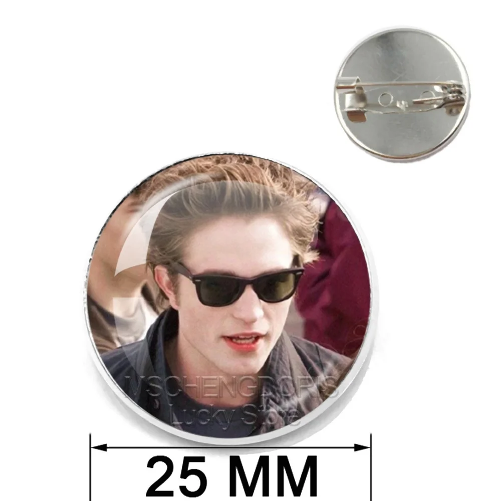 Twilight Classic Movie Glass Metal Brooch Movie Character Bella Edward Pins Badge Backpack Clothes Lapel Pin Jewelry Accessories