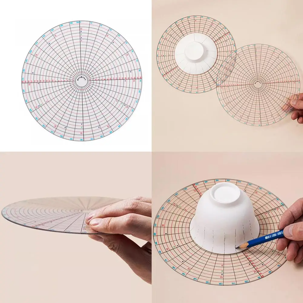 Pottery Acrylic Circle Bisection Line Ruler Ceramic Ceramic Turntable Sculpting DIY Pottery Spinner Tool Line Clay Tool Tri G0M6