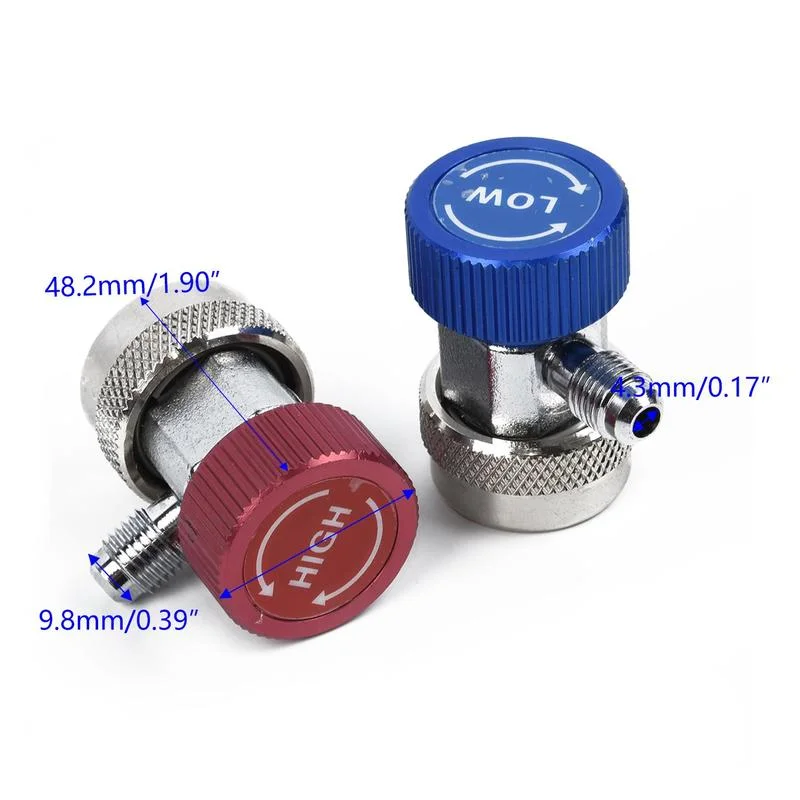 Freon R134A H/L Auto Car Quick Coupler Connector Brass Adapters Air Conditioning Refrigerant Adjustable AC Manifold Gauge