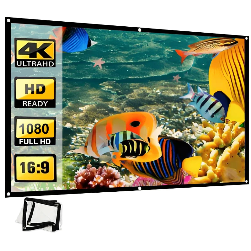 

84-дюймовый проекционный белый мягкий экран 16:9 с поддержкой проекции высокой четкости. Обе стороны можно проектировать для использования.