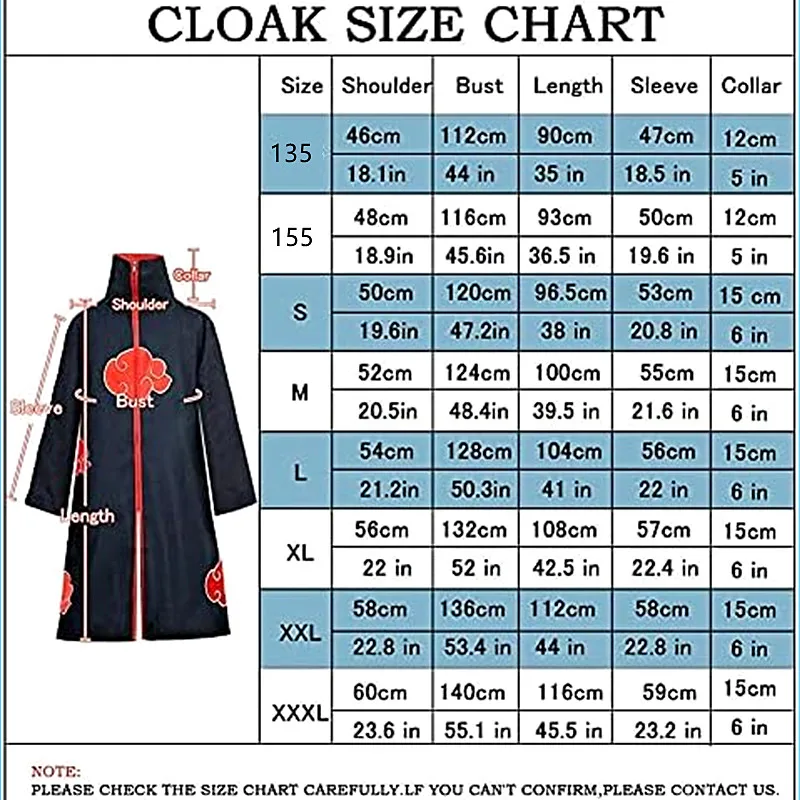 Disfraz de Cosplay Anime Akatsuki Bata de Nubes Rojas con Collar Cinta para la Cabeza Anillo para Juego de Roles Niño y Adulto 6