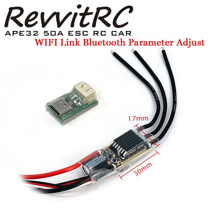 

RevvitRC APE32 50A ESC Bluetooth регулировка параметров ESCAPE32 прошивка может работать через Wi-Fi для 1/10 TRX4 SCX10 RC гусеничного автомобиля