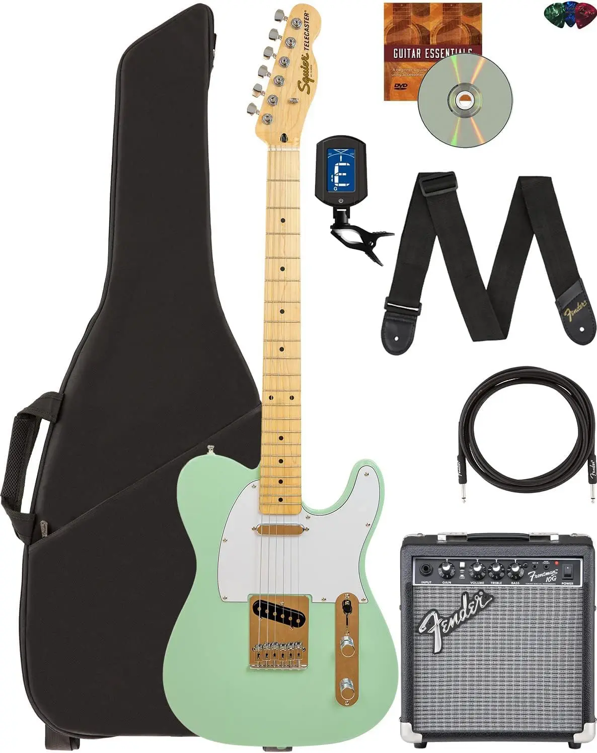 Bundle with Frontman 10G Amplifier, Gig Bag, Tuner, Instrument Cable, Strap, Picks, and Austin Bazaar Instructional DVD