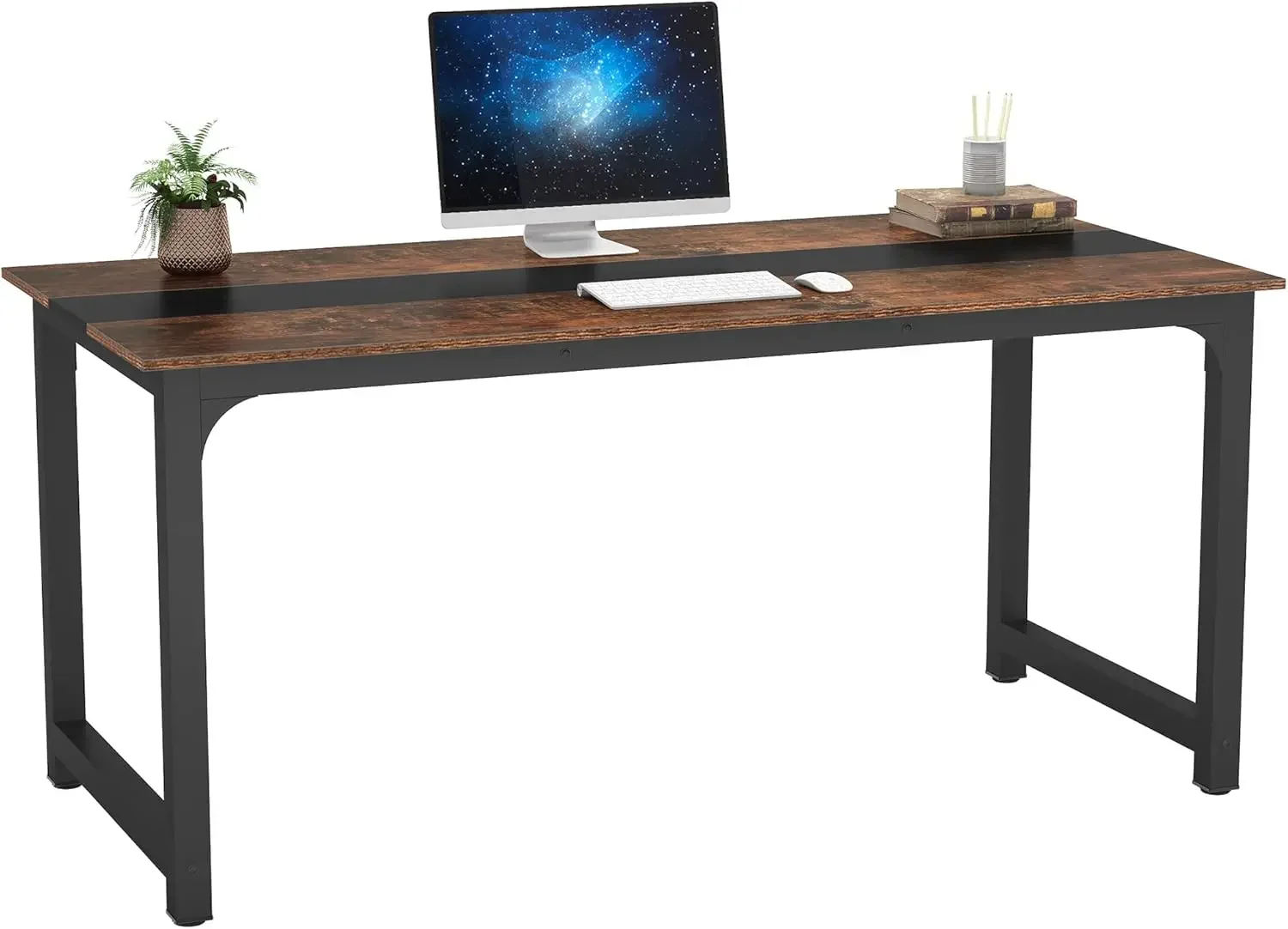 Modern Computer Desk, 70.8 x 31.5 inch Large Office Desk Computer Table Study Writing Desk Workstation for Home Office, Rustic/B