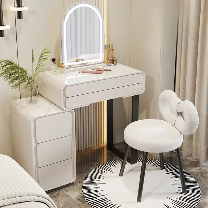 Tocador Blanco con Almacenamiento, Organizador Estético que Ahorra Espacio, Cómoda con Cajones para Dormitorio, Mueble para el Hogar