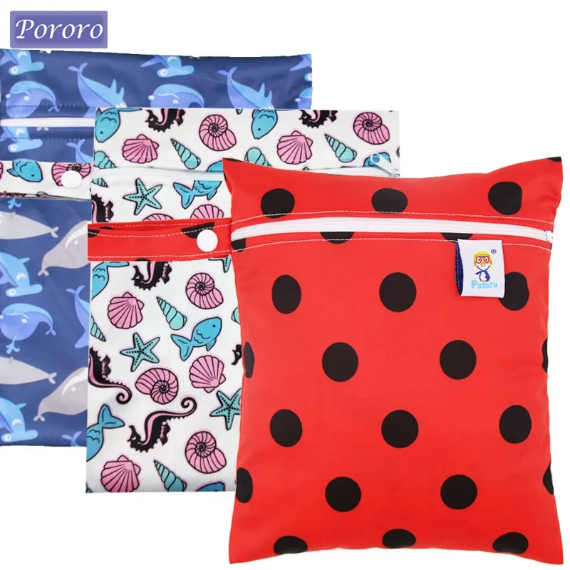 Pororo Waterproof Reusable Nappy Bags Pocket Wet Bag PUL Travel Baby Nappy Mini Size Wet Dry Bags Wetbags 25x20cm Hot Sale