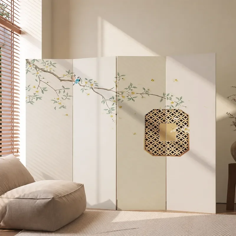 Cream Folding Screen Partition for Living Room and Bedroom Simple Mobile Room Divider Household Privacy Blocking Wall 2025