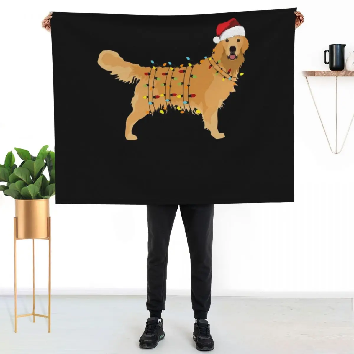 Golden Retriever Holiday Christmas Light Throw Blanket Soft Plaid sofa bed Bed covers heavy to sleep Single halloween Blankets