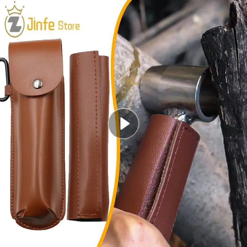 Case For Hand Auger Wrench Bushcrafting Tools Large Hand Drill Protective Cases Pu Leather Drill Bit Case Multipurpose Brown