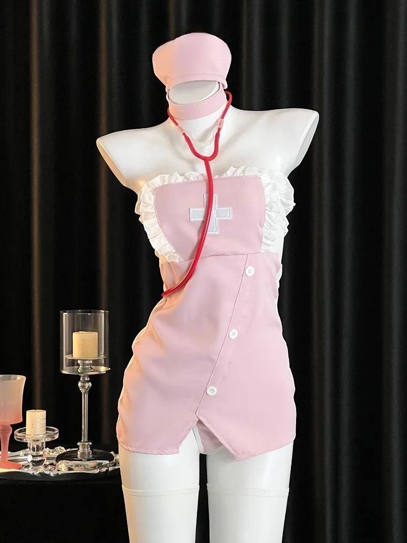 

Gentle Nurse Role-Playing Gauze See-Through Dress,Pure Sensual Style,Hip-Hugging Lingerie,Small Chest Friendly,Sexy Date Pajama