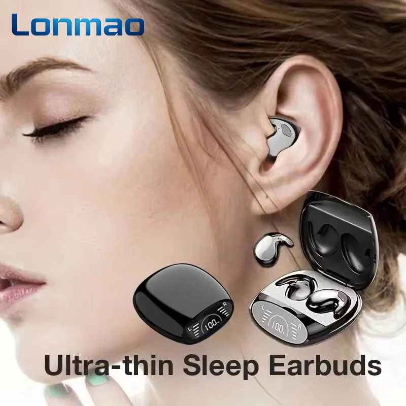 Md528 sono invisível fones de ouvido minúsculos esporte estéreo bluetooth 5.3 fones escondidos com cancelamento ruído sem fio
