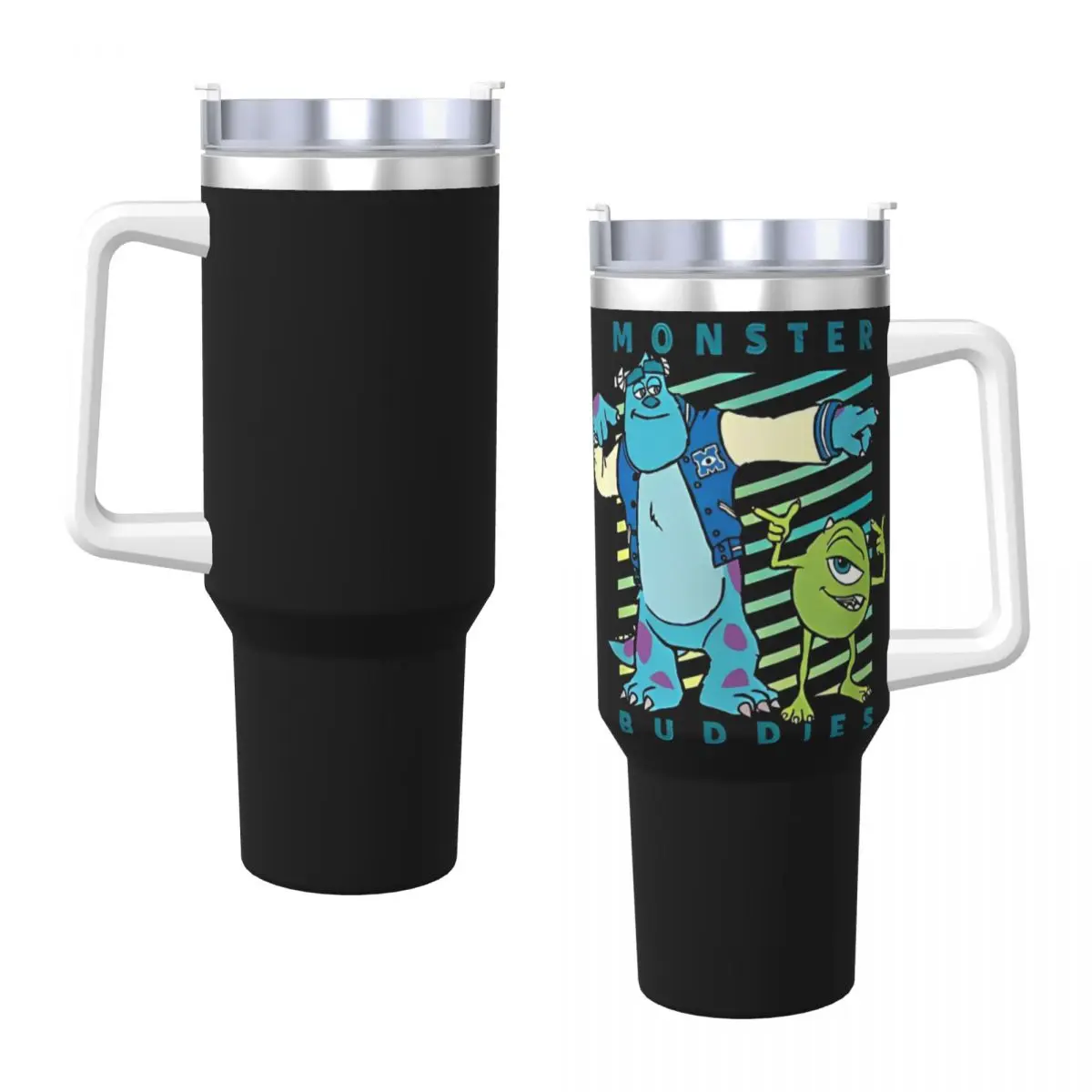 Stainless Steel Tumbler Monsters Inc Sullivan Cute Print Mugs Cup With Straws Cold Water Bottle Leakproof Large Thermal Mug