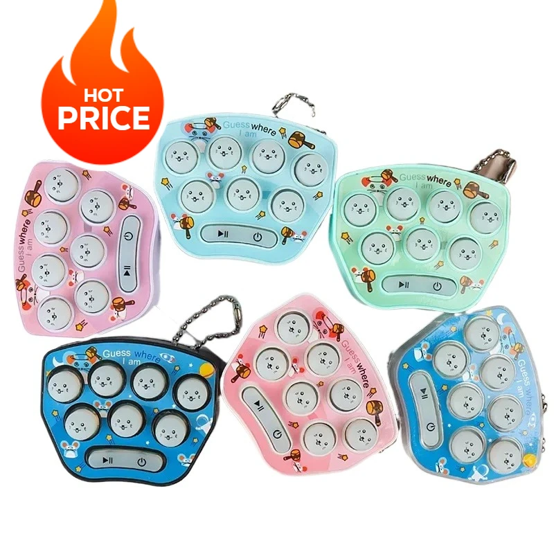 

New Machine Puzzle Decompression Mini Electric Ground Mouse Game Music Sound Children's Toy Key Pendant Small Gift