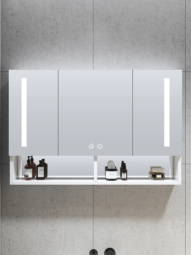 Ujue Space Aluminum Wall Mounted Bathroom Mirror Cabinet, Bathroom Separate Mirror Box with Storage Shelf, Washroom Face Wash Mi