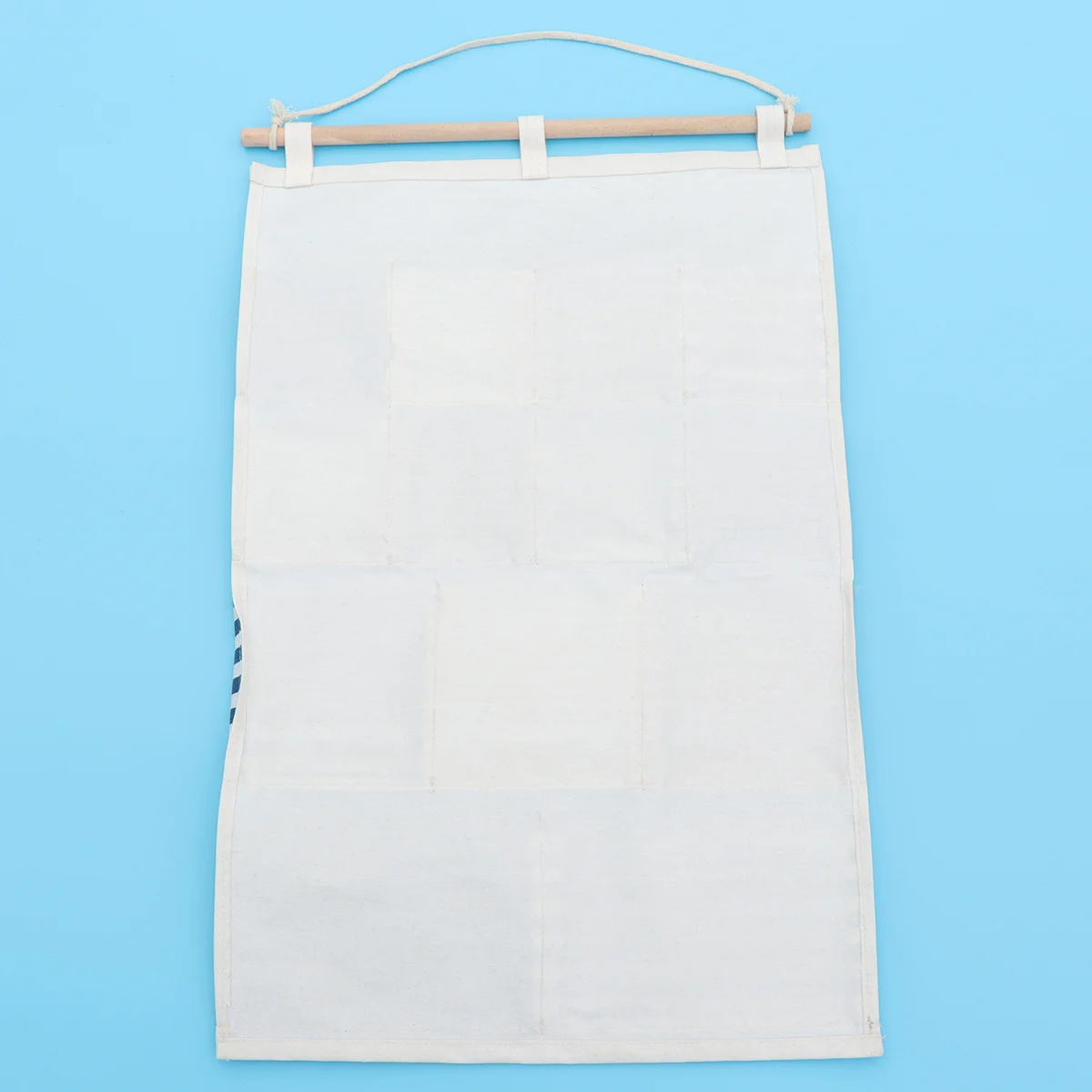 

1Pcs Wall Hanging Storage Bag Multi-Pocket Striped Cotton Linen Organizer for Kitchen Bathroom Door Balcony Space-Saving