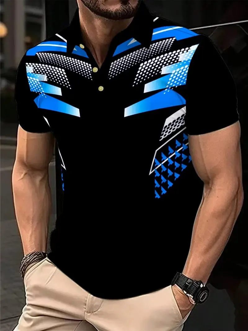 

The 2025 summer new men's short-sleeved POLO shirt is casual fashionable comfortable and soft with 3D pattern printing