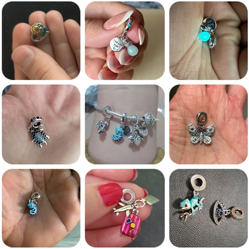 Encantos Luminou Fit Original Pulseira Pandora, Real S925 Sterling Silver Beads, Firefly Oceano Série, Dangle Jóias Finas