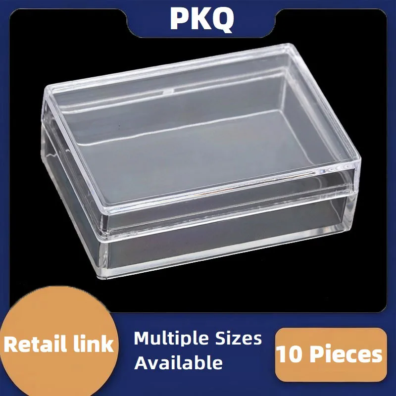 10 Pcs Home Organizer Square Acrylic Box With Cover Packing Box Crystal Clay Transparent Plastic Pen Storage Box Food