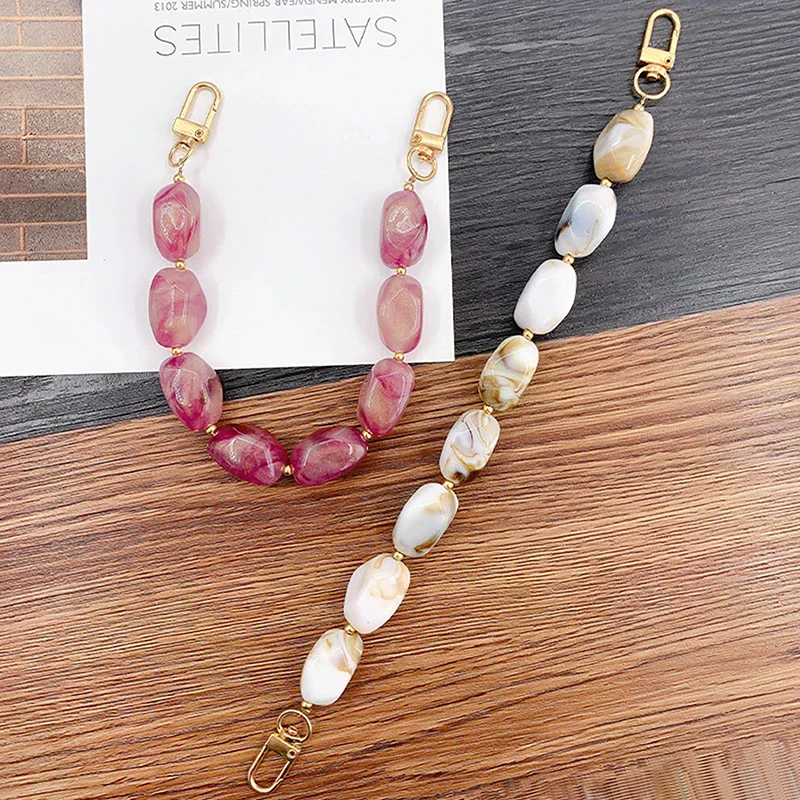 Correa de resina para bolso con cuentas de colores, tiras de piedras de colores reemplazables, accesorios DIY para bolso de mano, correa de muñeca, cinturón para bolso