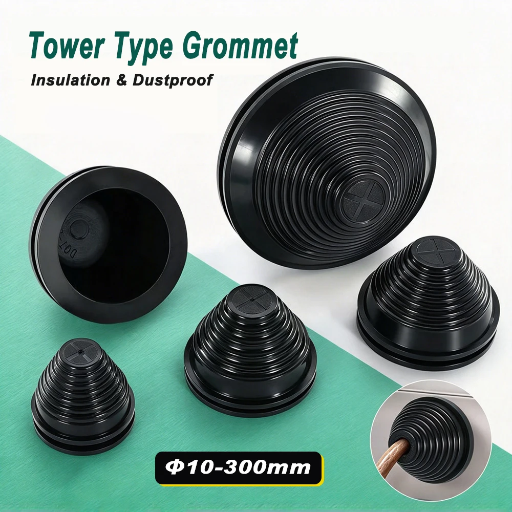 1-20Pcs Black Tapered Rubber Wiring Grommets Gasket Electric Box Cable Protector Dust Plug 10/12/14/16/18/20/22/25/28-300mm
