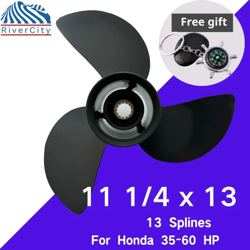 

For Honda 35hp 40hp 45hp 50hp Outboard Propeller 11 1/4x13 Boat Motor Aluminum Alloy Screw Ship Marine Engine 3 Blade 13 Spline