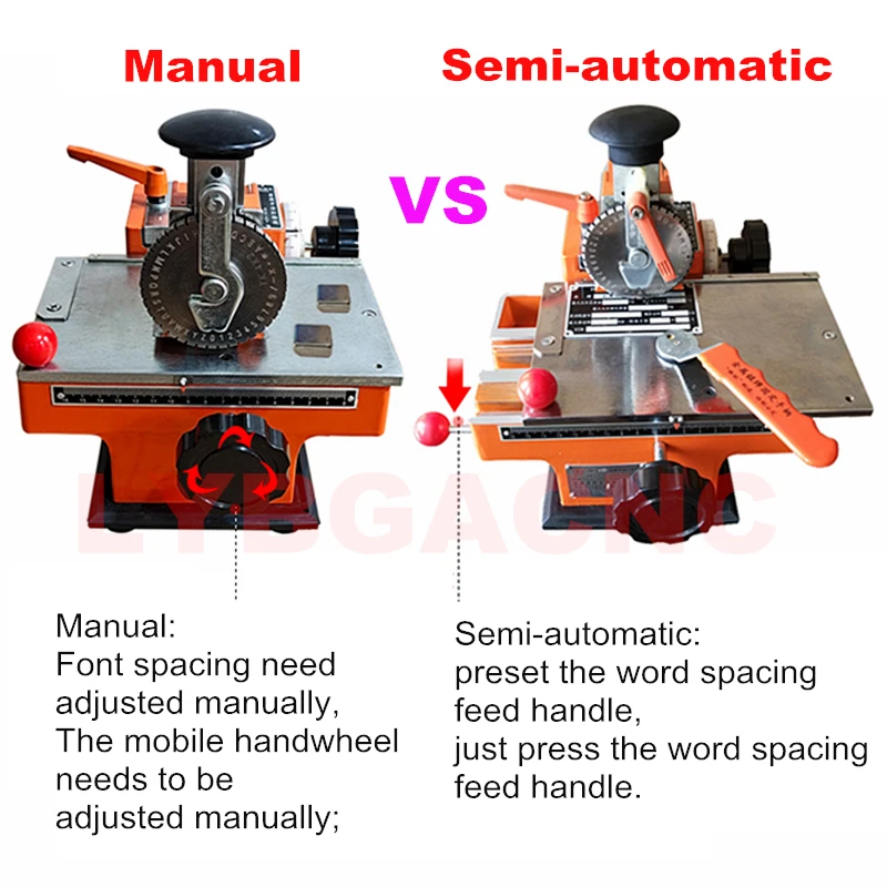 Semi-automatic manual nameplate marking machine metal aluminum labeling coding numbers letters label printer machine