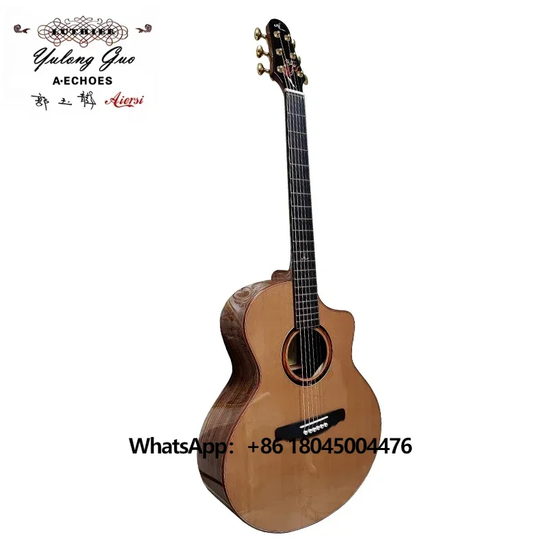 China Aiersi Yulong Guo handmade Double Top Acoustic Guitar with Koa Back and Side