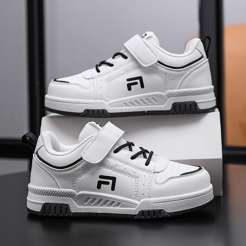 

Роскошная спортивная обувь для мальчиков и девочек, детские кроссовки, элегантные кожаные повседневные кроссовки, осенняя легкая обувь для мальчиков