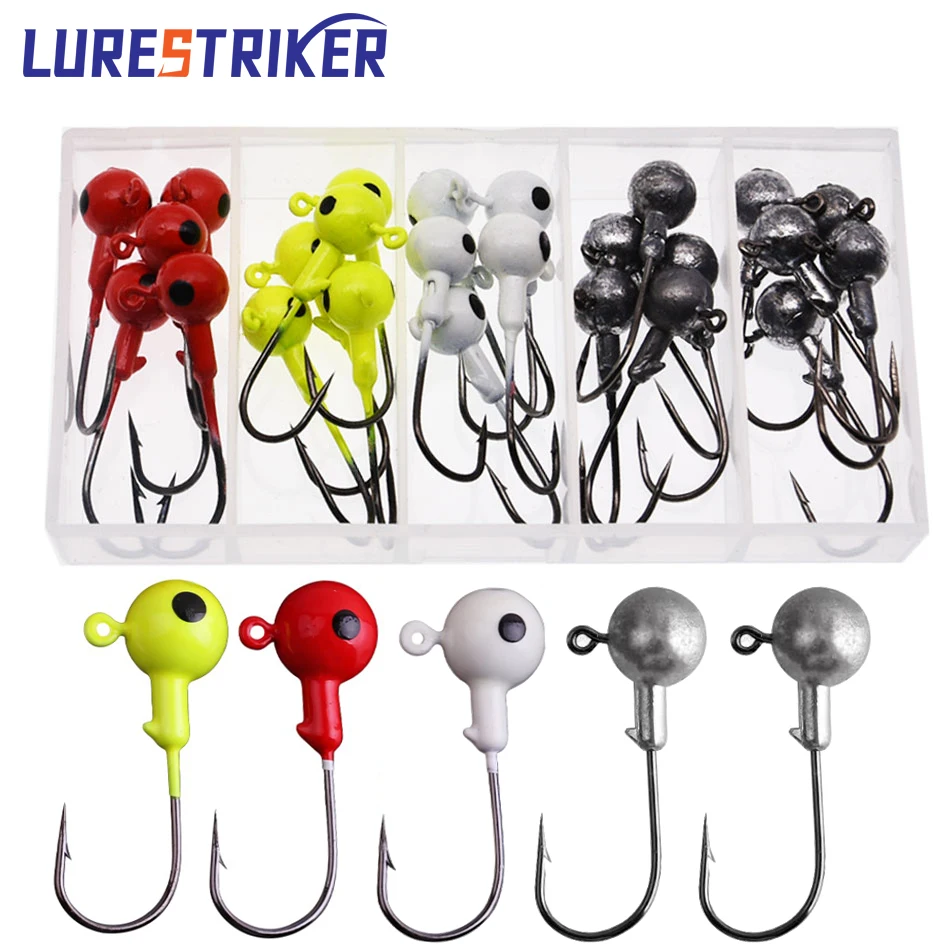Lurestiker 3.5g 25pcs/Box Soft Worm Lure Hooks with Jig Round Head ...
