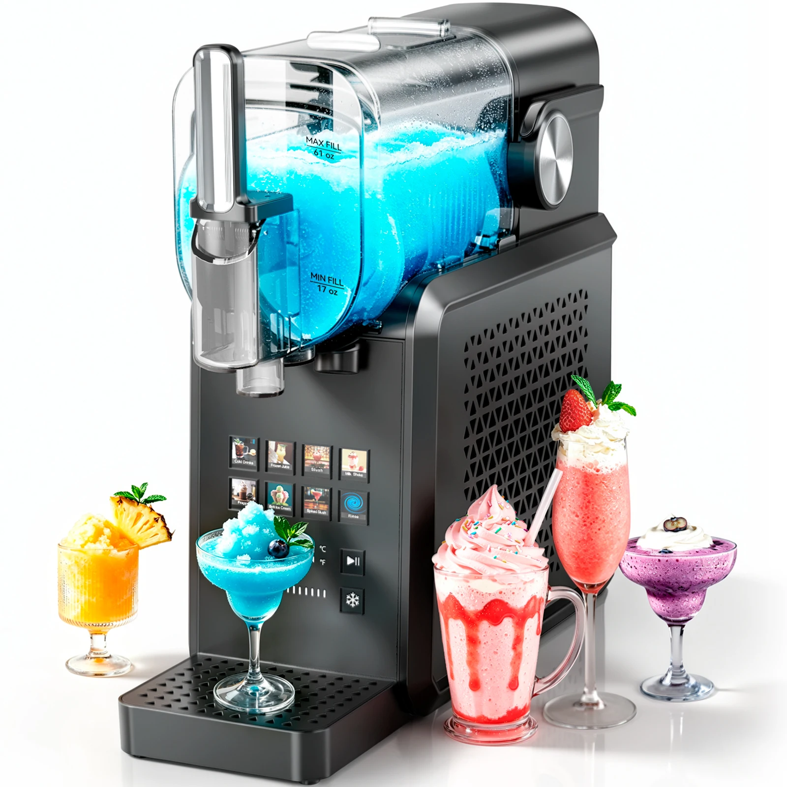 Slushy Machine - เครื่องทำสเลอชี 2-in-1 ความจุขนาดใหญ่ 90 ออนซ์ เครื่องทำเครื่องดื่มแช่แข็ง