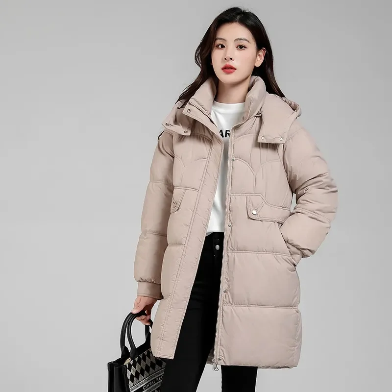 2023 moda inverno lungo soprabito donna giacca imbottita in cotone addensare soprabito caldo femminile rimovibile con cappuccio Parka capispalla