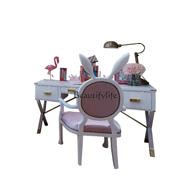 

44-*Light luxury modern simple children's room desk Solid wood student home desk