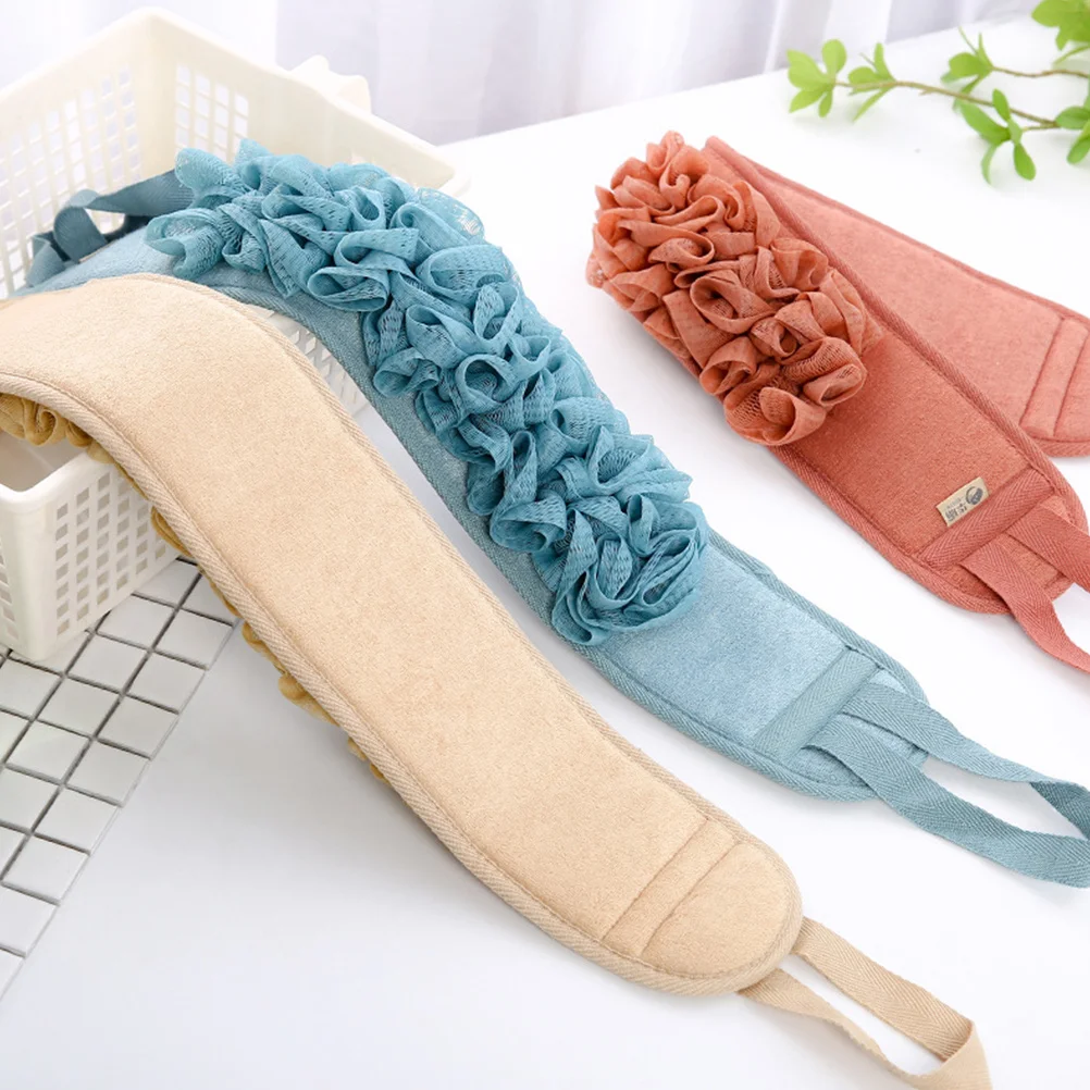 1 قطعة منشفة حمام التقشير حزام طويل الظهر الغسيل دش فرك منشفة لتنظيف الجسم دائم مريح الكرمل