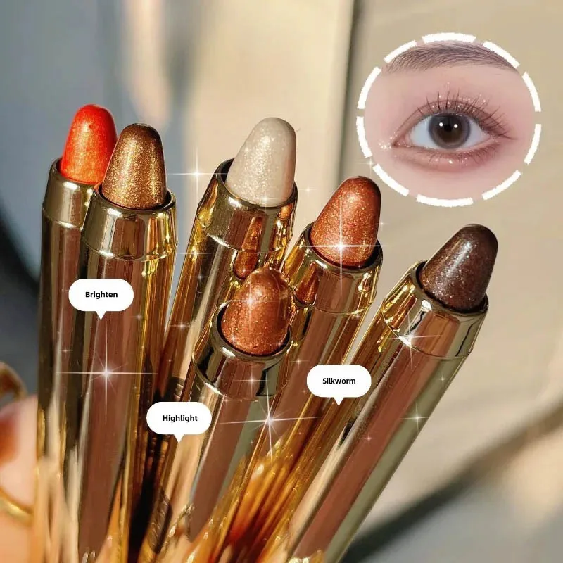 

1pcs Double-headed Highlighter Eyeshadow High Gloss Delicate Brightening Waterproof Long-lasting Non-smudging Eyeshadow Stick