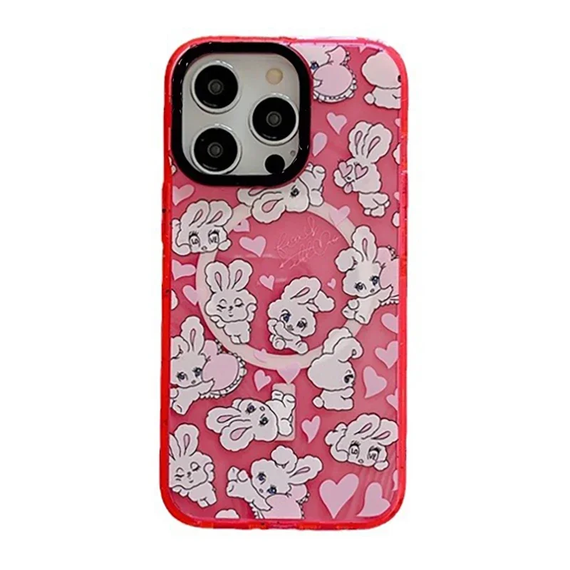 

MagSafe Acrylic Rabbit Phone Case Cover for IPhone 12 13 14 15 Pro Max Case for IPhone 15 Pro Max