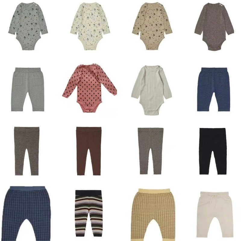 OUYANG&IVAN Special Price Baby Knitted One-piece Baby Clothes Romper Pants Sets Baby Girl Boy Leggings