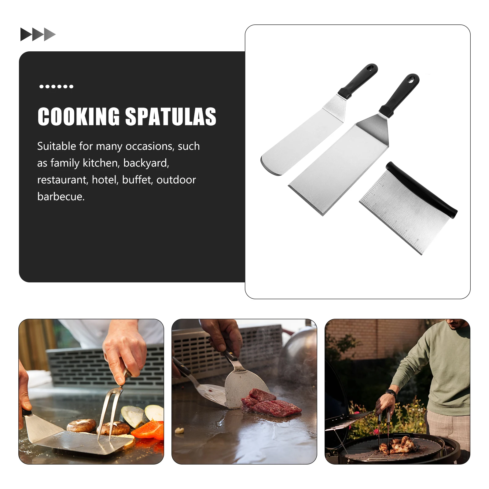 

1Set Stainless Steel Shovel Steak Spatula Heat Resistant Kitchen Gadget Frying Turner Pancake Egg Spatula Cooking Supplies